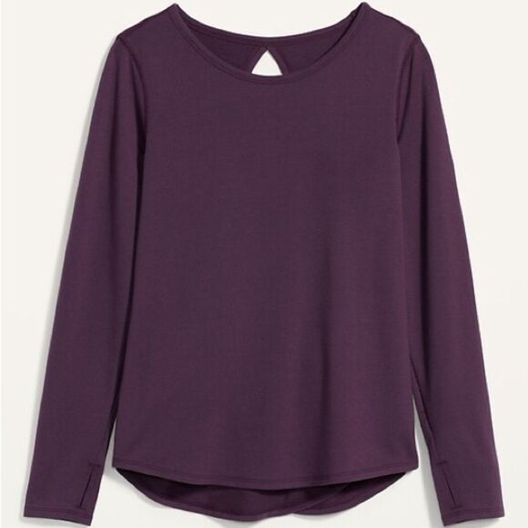 Old Navy Women's Deep Purple Long Sleeve Sweatshirt with Cut Out Back - Picture 2 of 5